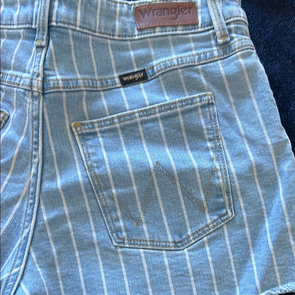 Wrangler Blue Striped Denim Shorts